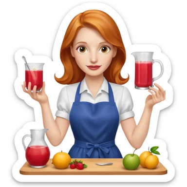 Jessica Chastain, making fruit punch sticker