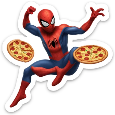 spider-man swinging with pizza sticker