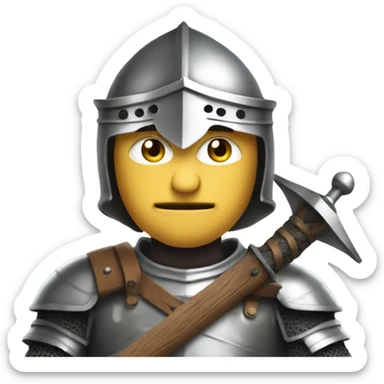 Guy wearing armour from medieval  holding a sword sticker