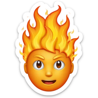 Make it look like a normal emoji just with burning head🙂🔥 cobine the two put the fire on topp of the head nothing more nothing less sticker