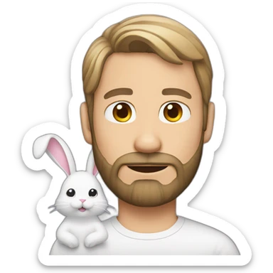 bearded white man with bunny ears sticker