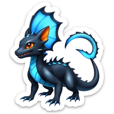 Shiny Salandit-Umbreon-Charmeleon-Fakémon-hybrid-creature (full body)  sticker