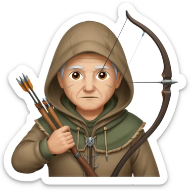 Archer âgé capuche position tir sticker