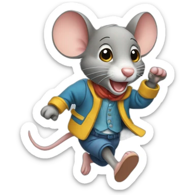 mouse dressed in clothes running like a human sticker
