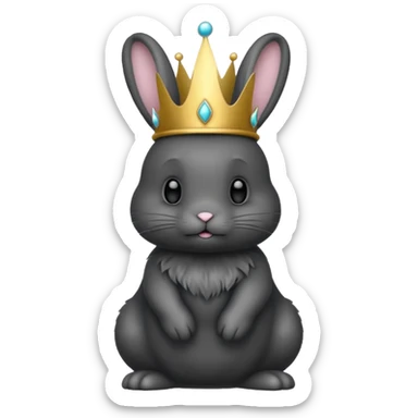 black bunny with silver crown sticker