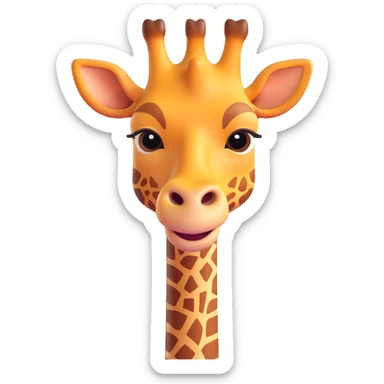 3D emoji of a giraffe head and neck, cartoonish and friendly, smooth shading sticker