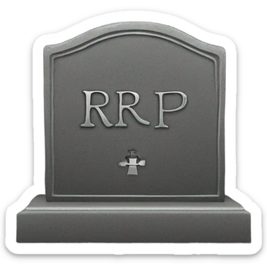 a black grave with the inscription R i P in silver sticker