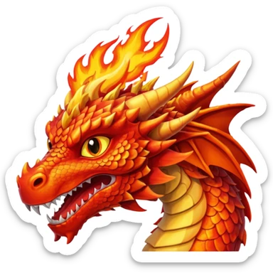 Red dragon with fire sticker
