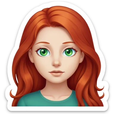 girl with long redhead, with green blue eyes sticker