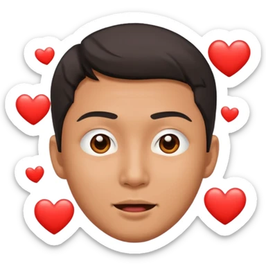 asian man falling with heart eyes sticker