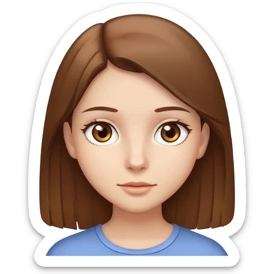 Girl with brown straight hair and light brown eyes sticker
