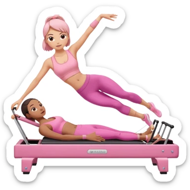 pilates reformer girl with pink set sticker