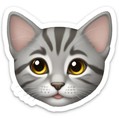 Gray tabby kitten laying sticker