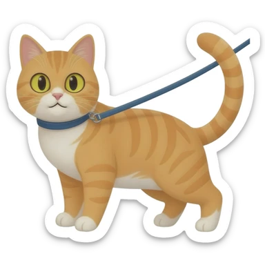 a cat wearing a leash sticker