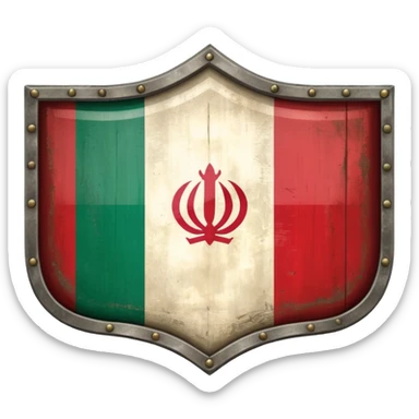 rectangular shield with old the flag of Iran sticker