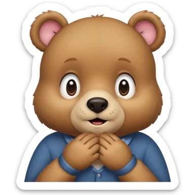 Full Beary is blushing deeply, looking away, fingers touching, bashful smile, soft pastel background sticker
