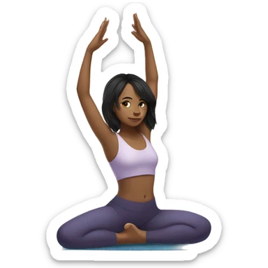Girl with black hair and light skin doing yoga sticker