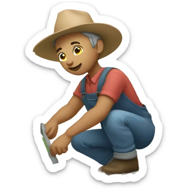 Farmer planting baby clouds sticker