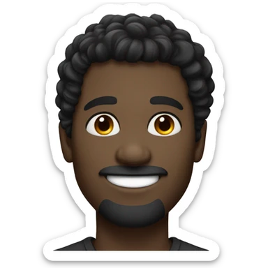 Black wavy hair man, white skin , small nose, small eyes, smiling, portrait sticker