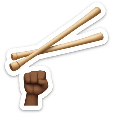 Pumped biceps while hand holding a pair of drum sticks sticker