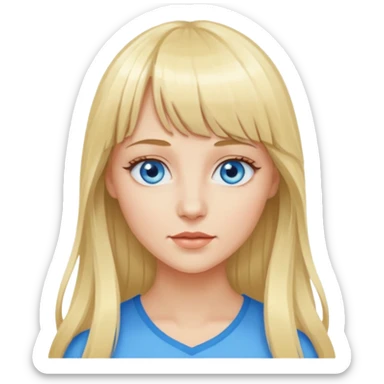 Beautiful barbie blonde with blue eyes and bangs long hair sticker