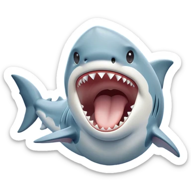 Cinematic Cute Yawning Shark Portrait Emoji, Head tilted slightly with a dramatic, wide-open yawn, showcasing a soft, streamlined body with gently drooping fins and eyes barely open in drowsy contentment, Simplified yet irresistibly adorable features, highly detailed, glowing with a soft, cozy glow, high shine, relaxed yet expressive, stylized with a touch of aquatic charm, bright and endearing, soft glowing outline, capturing the essence of a sleepy yet affectionate shark, so drowsy it feels like it could float right out of the screen and curl up for a nap! sticker
