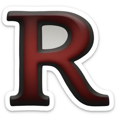 Letter-R-deep-red-and-black-colour sticker