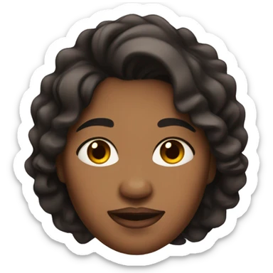 Brown-skinned, female, overweight, with wrinkles, and black wavy hair. sticker