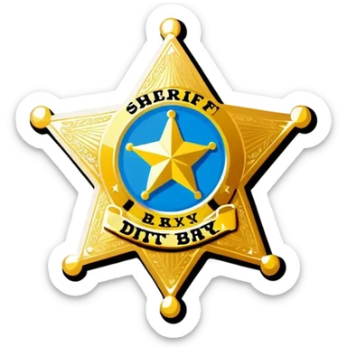 A sheriff badge that says Dirty Barry sticker