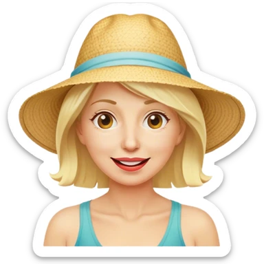 Silly Blonde middle aged woman on beach sticker