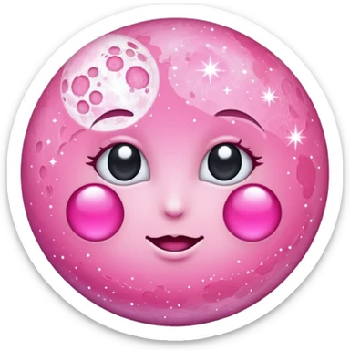 Pink sparkly moon sticker
