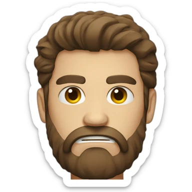 long brown haired bearded man angry sticker