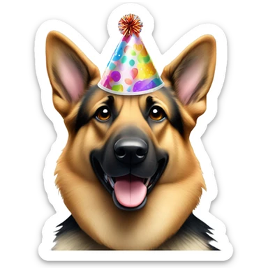 German shepherd saying happy birthday sticker