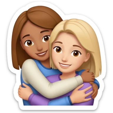 ￼ una amiga abrazada con su otra amiga feliz sticker