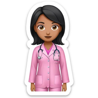 A woman doctor black with a pijamas pink  sticker