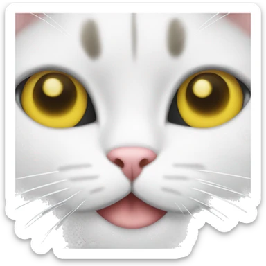 White fat yellow eyed cat sticker