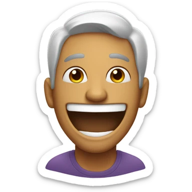 A man covering a laughing face sticker