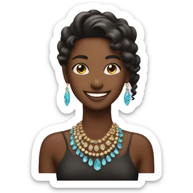 smiling girl with jewelry sticker