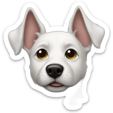 White Dog small snout black button eyes And button nose. White with black tip small floppy ears sticker