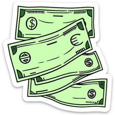 three dollar bills sticker