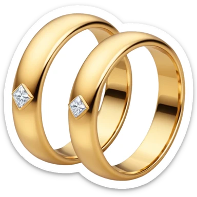 wedding rings, one ring for woman with diamond, second ring for man without diamond sticker