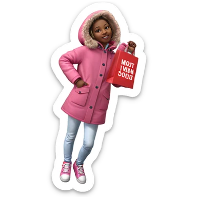 girl in pink coat standing sticker