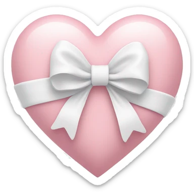 Pastel pink heart with white bow sticker