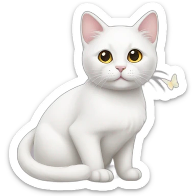 butterfly white cat sticker
