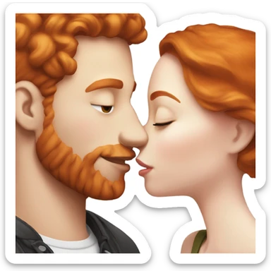 redhead model, kissing her boyfriend, pale skin, black hair sticker