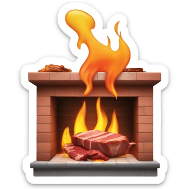 Meat cooking in a fireplace sticker