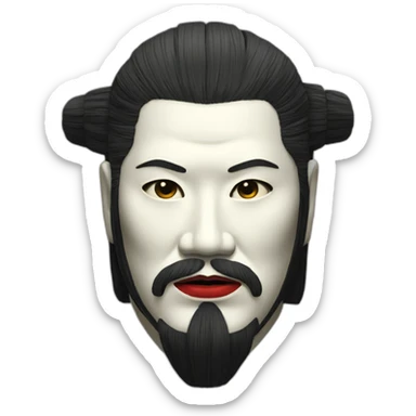 noh-mask-longhair-japanese-kimono-massive-man sticker