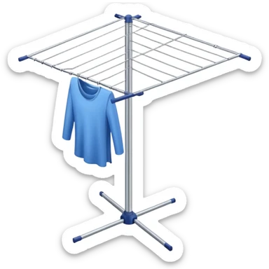 Clothes Drying Rack with a single central steel post, and fanning-out clotheslines at the top sticker