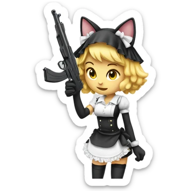 maid catgirl with gun sticker