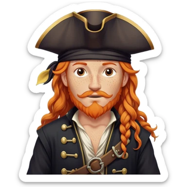 Long orange haired pirate with freckles and also in Ottoman style sticker